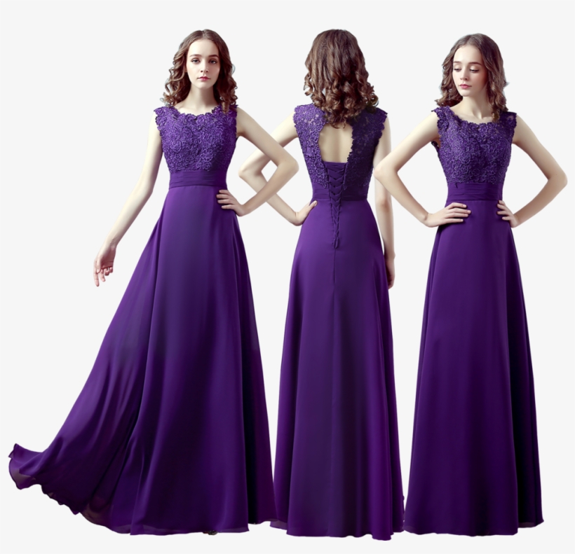 Cadbury Purple Lace Chiffon Long Maxi Evening Wedding - Dress, transparent png #5919921