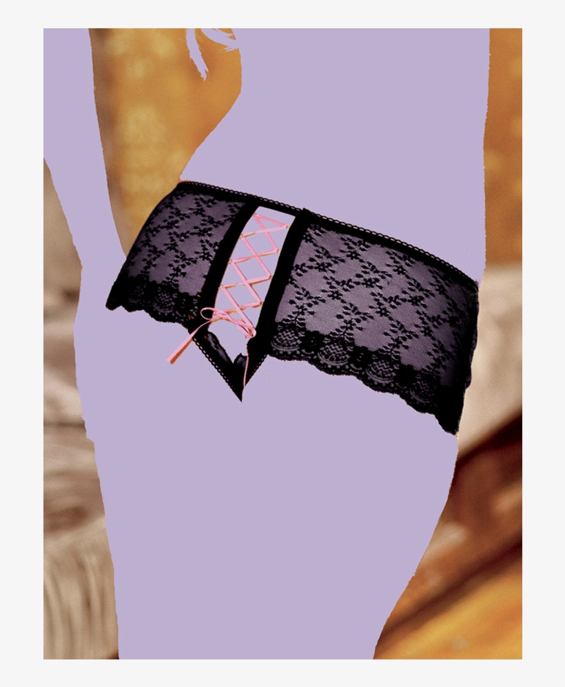 Lace Open Crotch Panty With Lace Up Back - Black Purple Lace Up Panties, transparent png #5920230