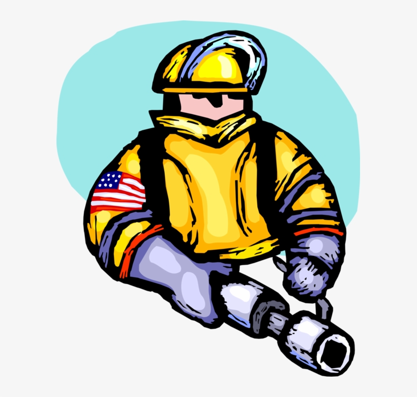Vector Illustration Of Firefighter Fireman With Fire - Fire, transparent png #5925003