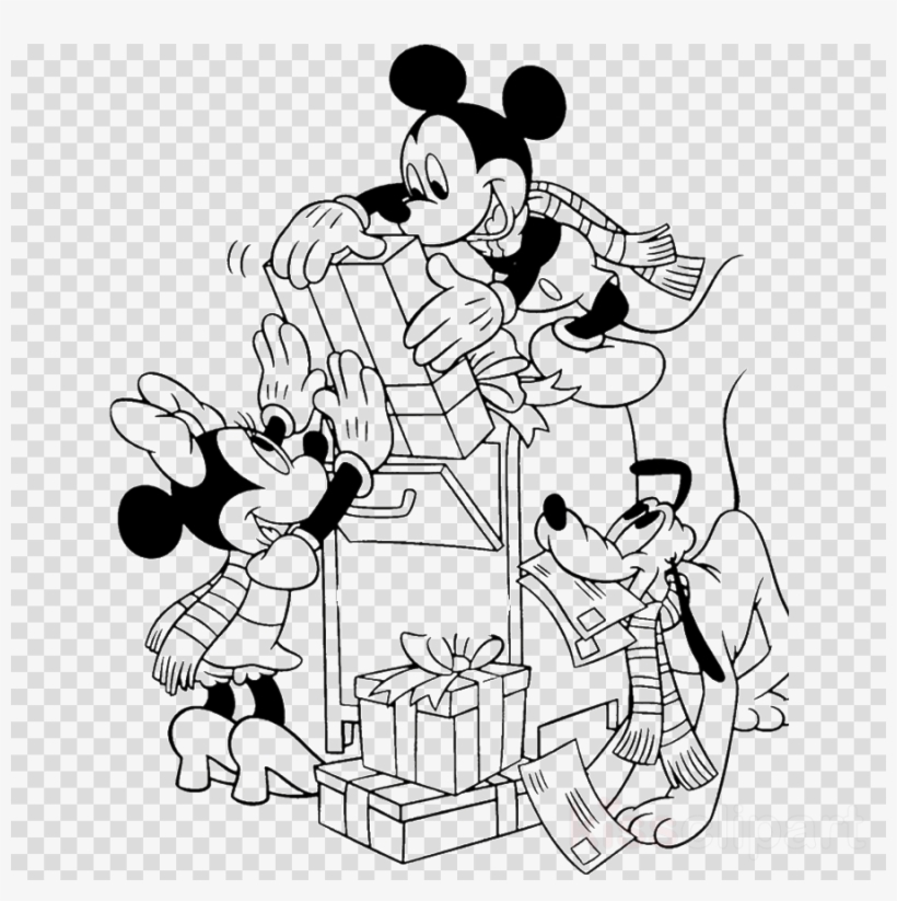 Mickey Mouse And Friends Drawing Christmas Clipart - Mickey Mouse Coloring Pages Disney Christmas, transparent png #5925312