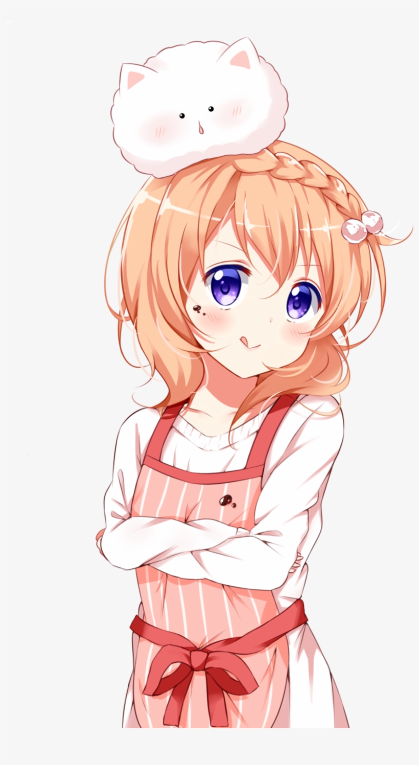 Q Animal Animal On Head Apron Blonde Hair Blush Bunny - Anime, transparent png #5925370