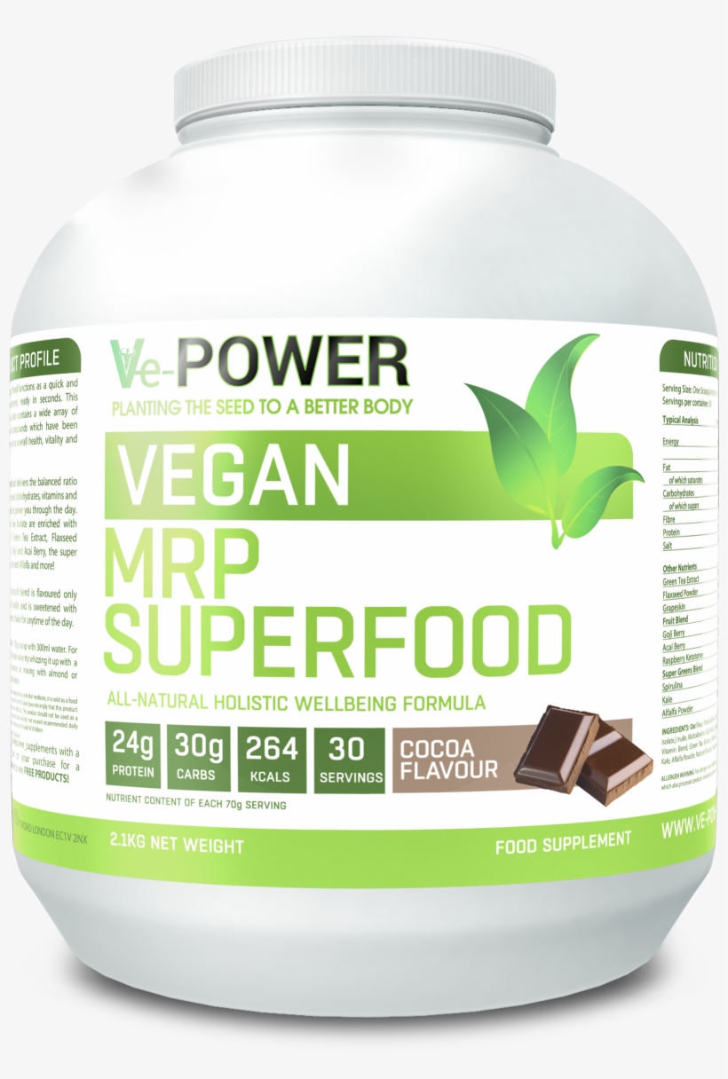 Vegan Natural Superfood Meal Replacement Cocoa Delivers, transparent png #5925542