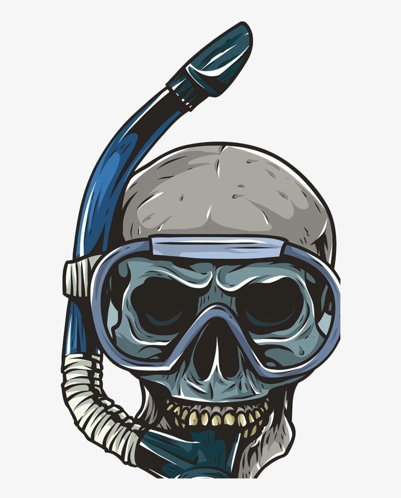 Underwater Diving Scuba Snorkeling - Scuba Diver Skull Drawing, transparent png #5927986