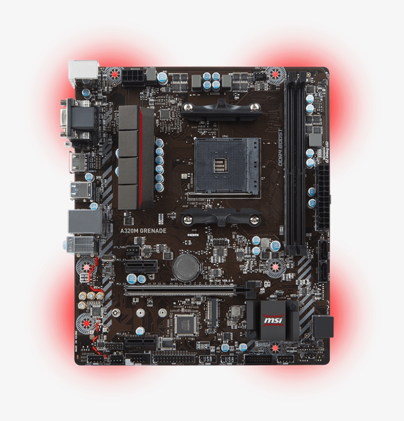 Msi Motherboard Amd Ryzen Am4 A320 32gb Ddr4 Pci Express - Msi A320m Grenade - Motherboard - Mikro-atx - Socket, transparent png #5930127