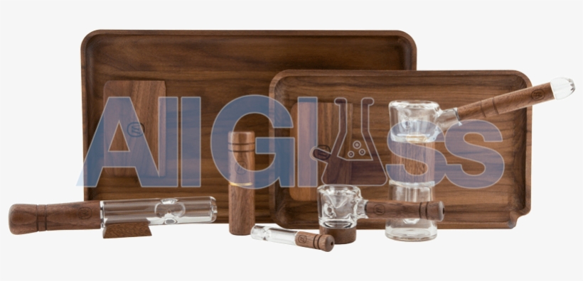 Marley Natural Glass & Walnut Bubbler - Bong, transparent png #5930135