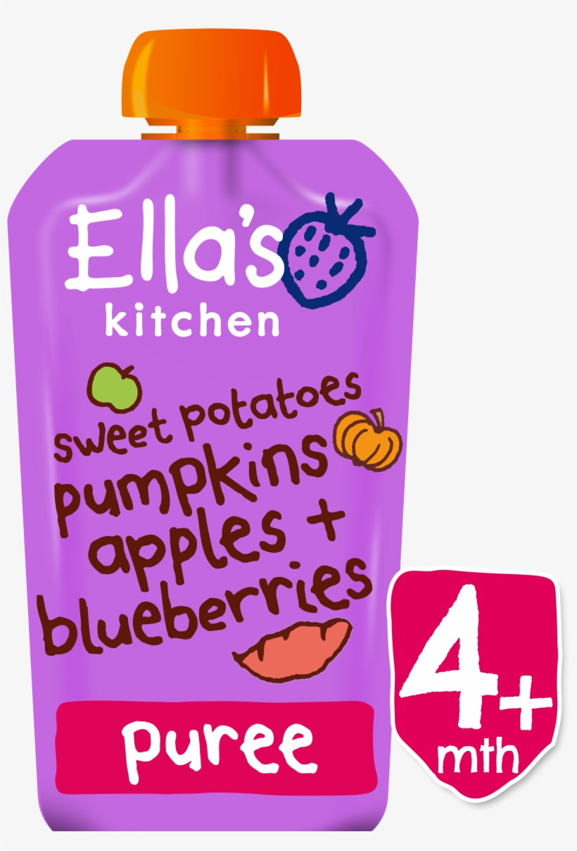 Ek15 Pouch Sweetpotatoes Pumpkins Apples Blueberries - Ella's Kitchen Mighty Grains, transparent png #5931899