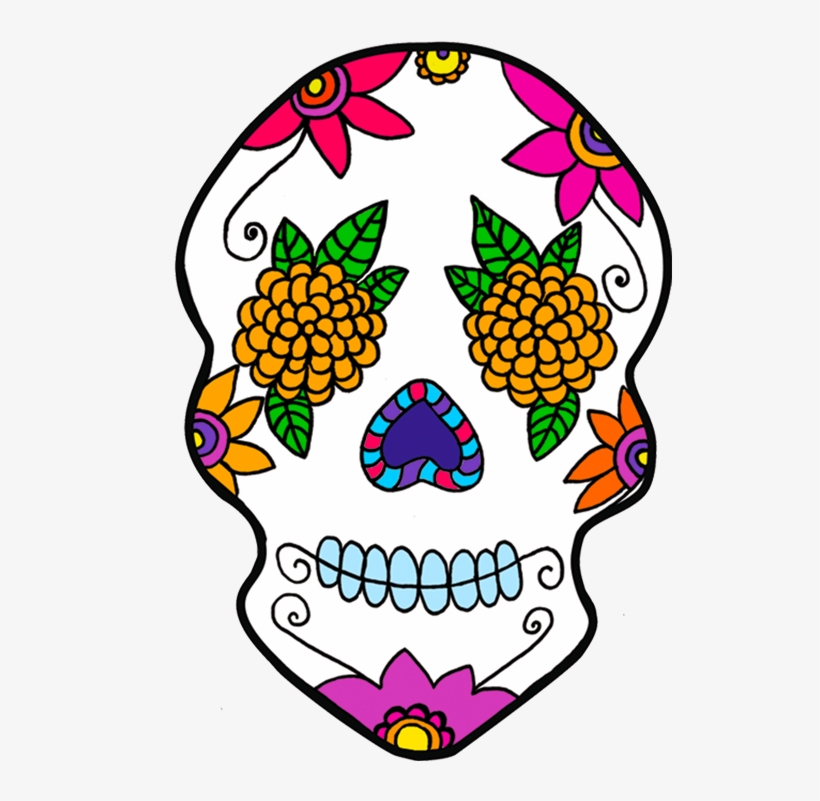 Sugar Skull Clipart Calavera - Sugar Skull With Marigold Eyes, transparent png #5932759