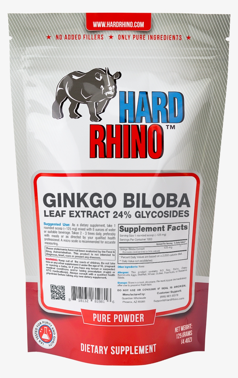 Ginkgo Biloba Leaf Extract 24% Glycosides - Hard Rhino Maca Root 4:1 Extract Powder, 125 Grams, transparent png #5934389