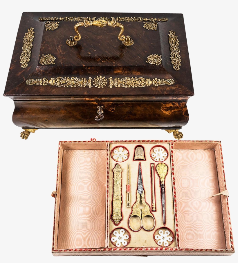 V Rare Napoleon Era French Sewing Box, Chest, 18k Gold - Sewing, transparent png #5938450