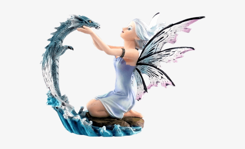 Fairy With Water Dragon Statue, transparent png #5941342