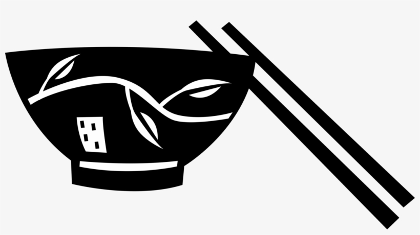 And Chinese Bowl Of Rice Image Illustration - Essstäbchen Clipart, transparent png #5943801