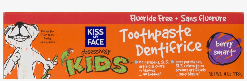 Kiss My Face Kids Fluoride Free Toothpaste, Berry Smart, - Kiss My Face - Kids Toothpaste Fluoride-free Berry, transparent png #5945541