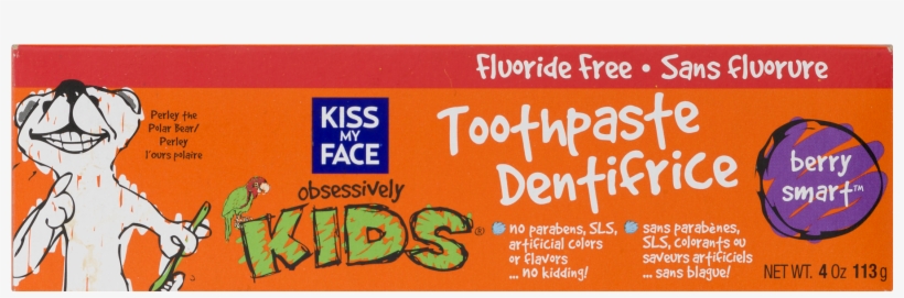 Kiss My Face Kids Fluoride Free Toothpaste, Berry Smart, - Kiss My Face - Kids Toothpaste Fluoride-free Berry, transparent png #5945541