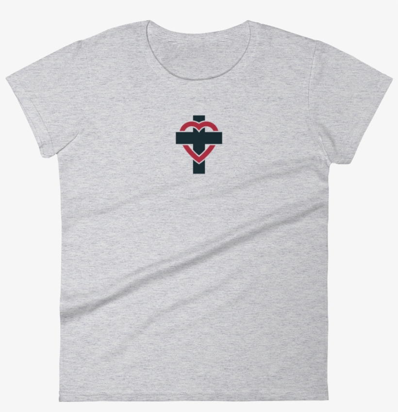 Christian Women's Short Sleeve T-shirt Heart Cross - Womens Christmas Shirt Funny, transparent png #5947782