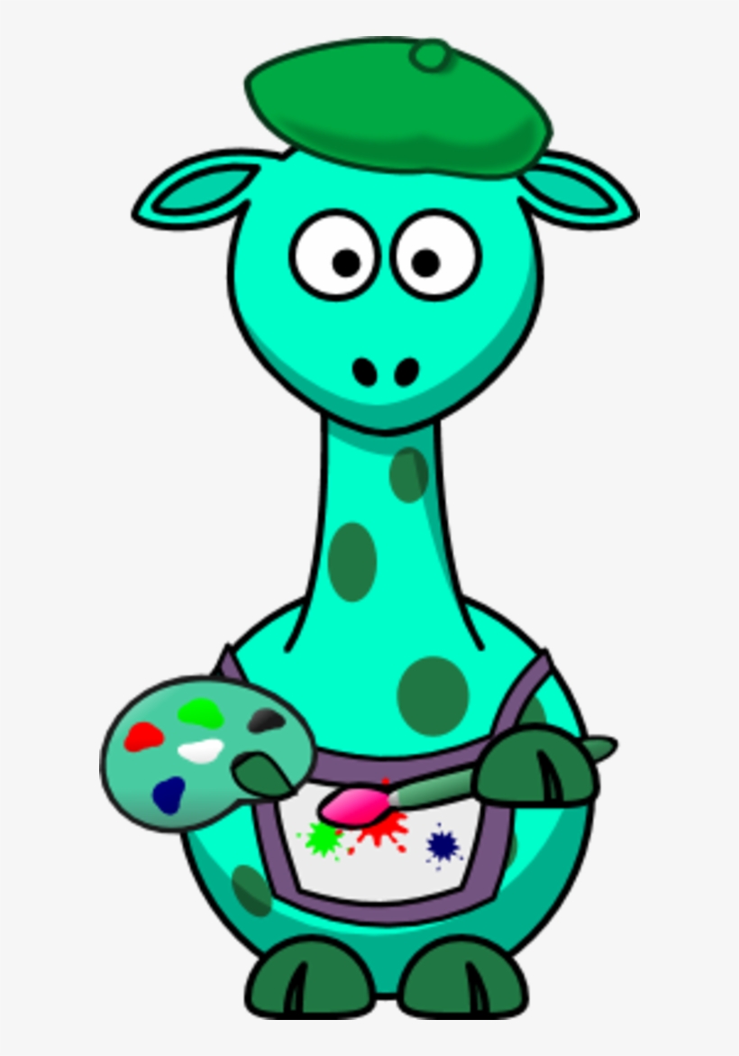Giraffe As A Painter Artist - Giraffe Cartoon Png Clipart, transparent png #5948887