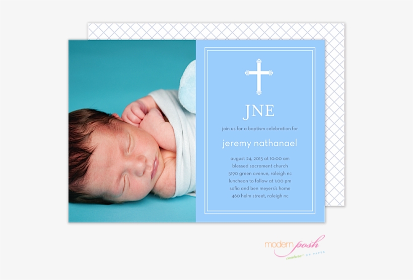 Baby Cross Boy Baptism Digital Photo Invitation, transparent png #5950633