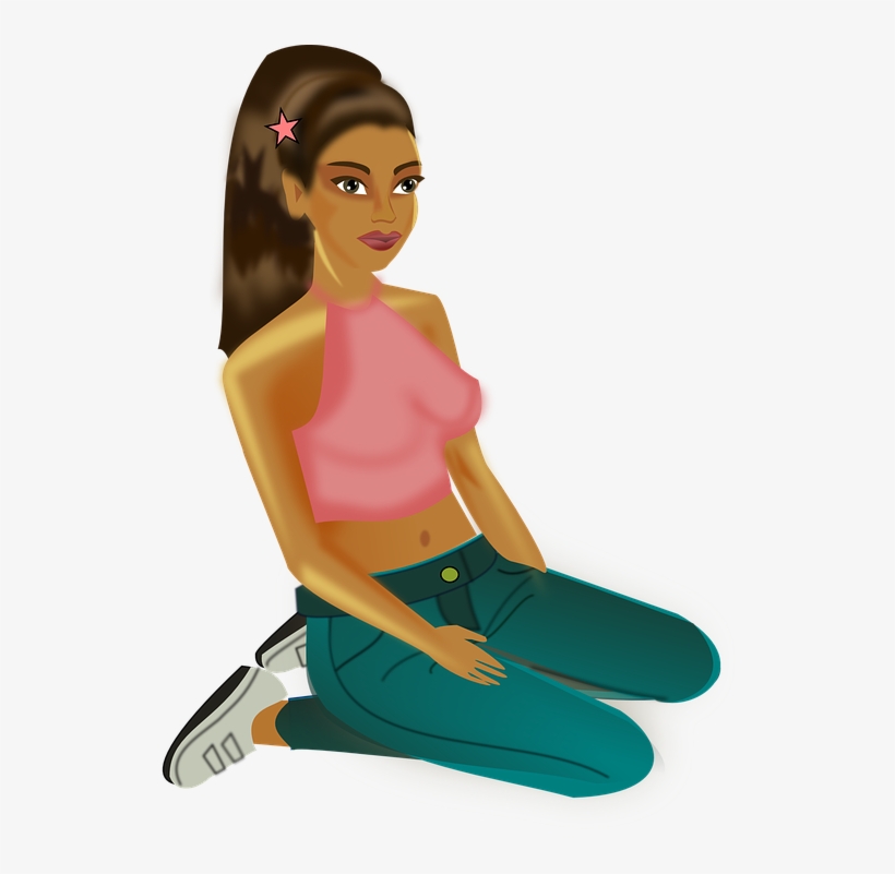 Girl, Woman, Person, Kneeling, Pigtail, Plait, Braid - Sitting Girl Clipart Png, transparent png #5953421