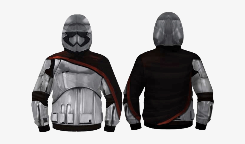 Captain Phasma Armor And Helmet Hoodie - Star Wars Captain Phasma Mens Zip Up Costume Hoodie, transparent png #5953742