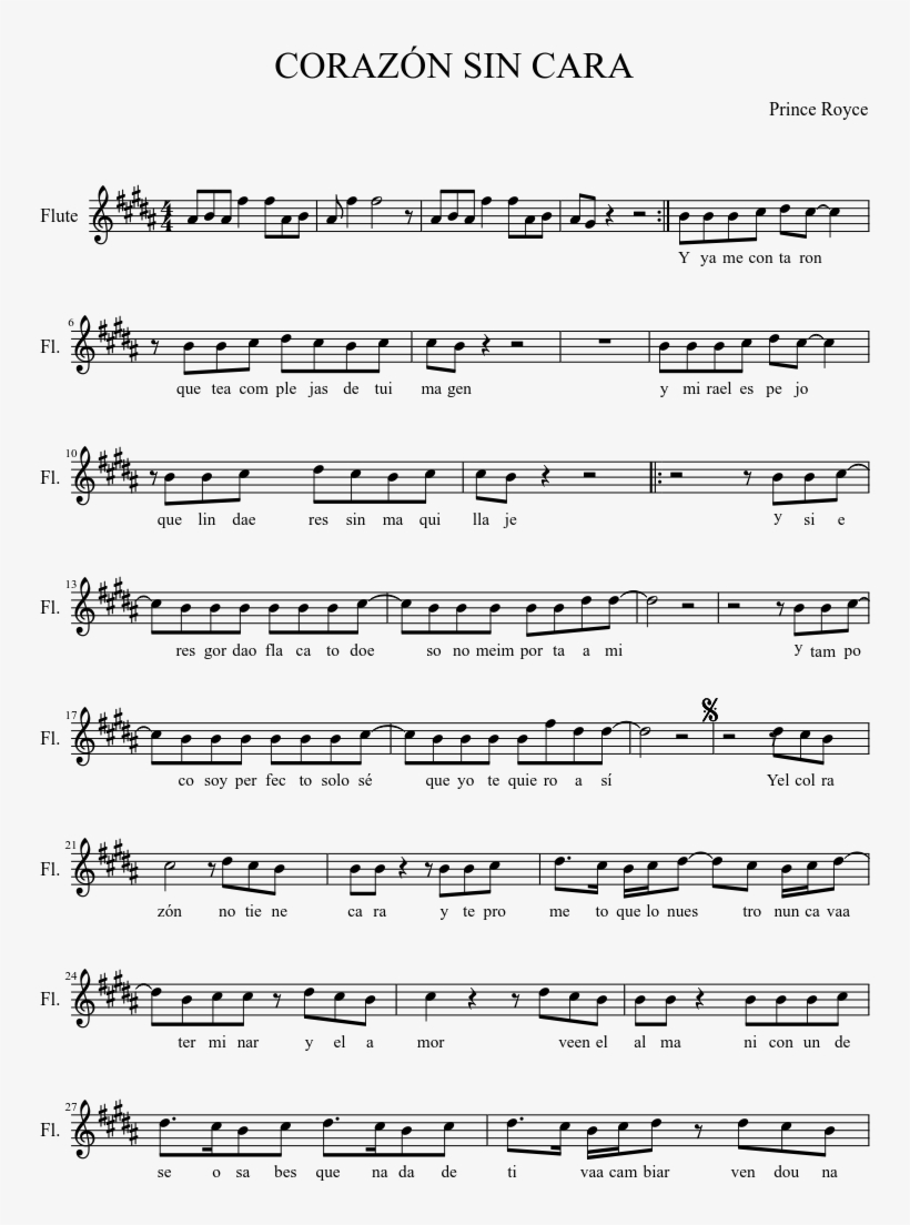 Corazón Sin Cara Sheet Music Composed By Prince Royce - Basic Snare Warm Ups, transparent png #5954705