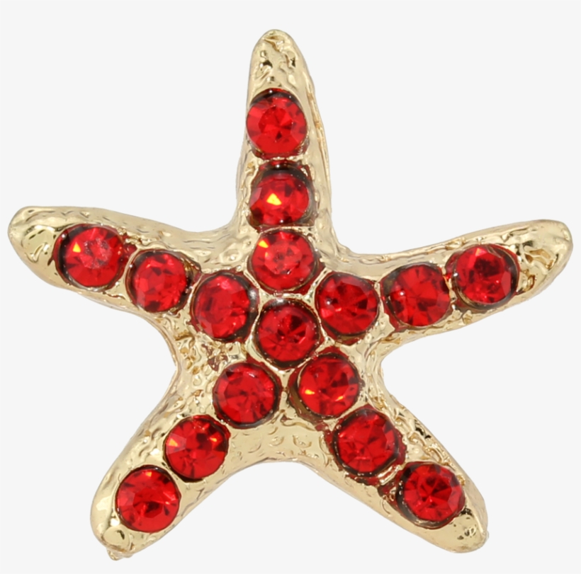 Mini Gold Starfish & Red Diamonds Diy - Pendant, transparent png #5957006