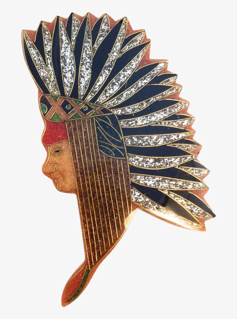 Vintage 1980s 4 3/4 Inch Plastic Glitter Native American - Headpiece, transparent png #5958451