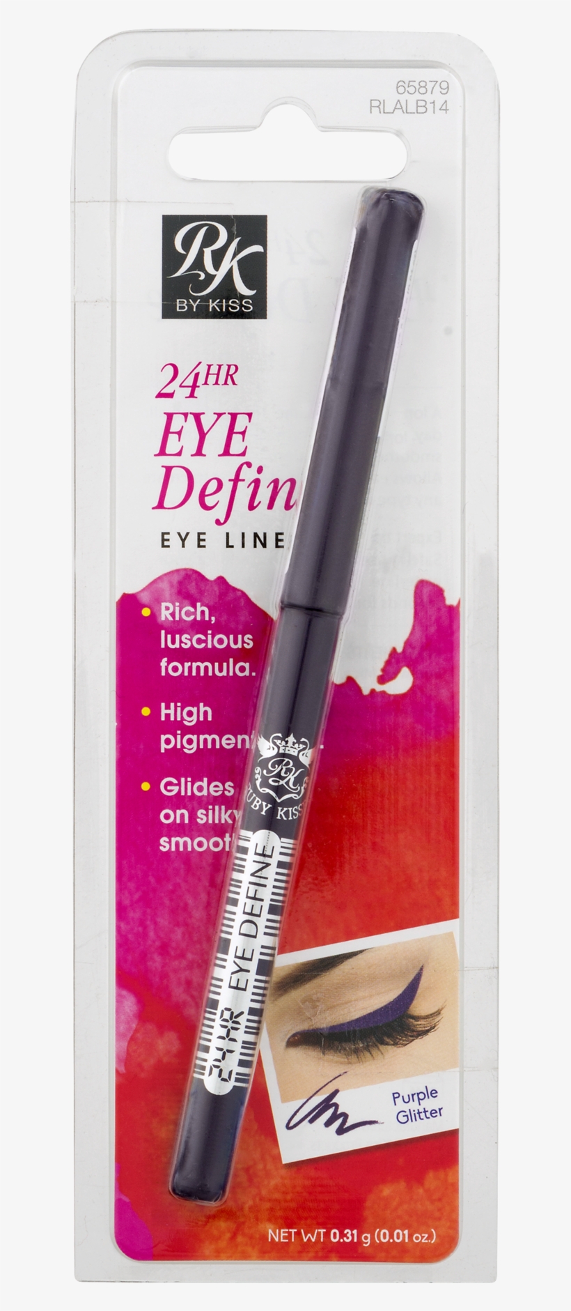Rk By Kiss 24 Hr Eye Define Eye Liner Purple Glitter, - Kiss Ruby Kisses 24hr Eye Define Eye Liner, Very Black,, transparent png #5958755