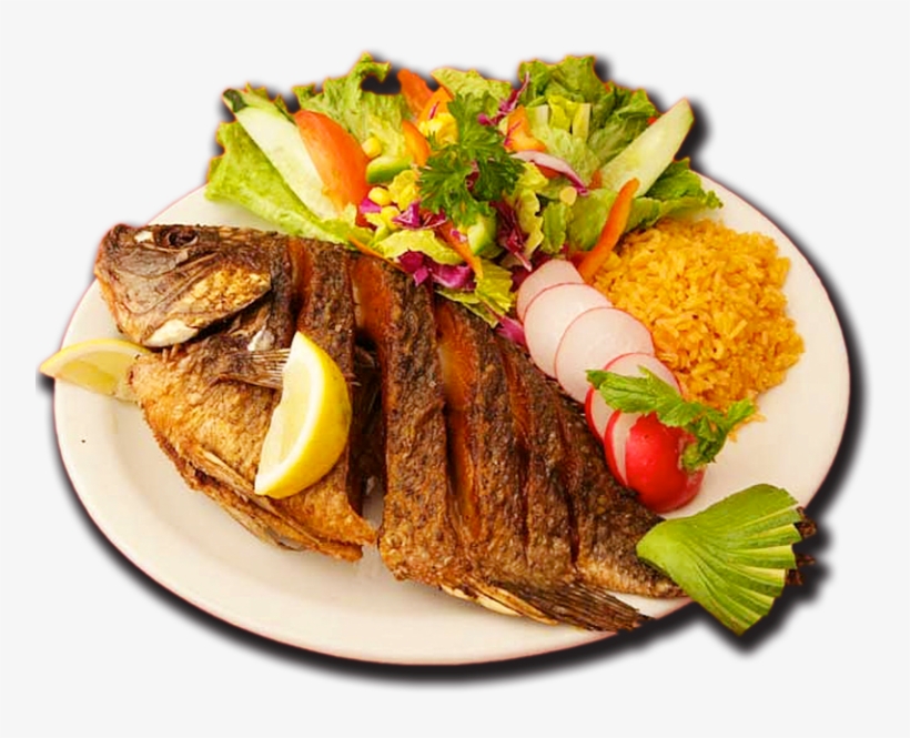 Mojarra - Pescado Frito Con Ensalada, transparent png #5963335