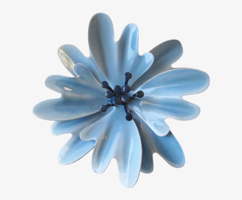 Blue Flower Pin Vintage 1960s Metal Hippie Flower Power - Gerbera, transparent png #5964095