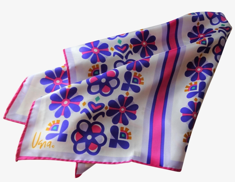 Vera Neumann Scarf Floral Vintage 1960s Silk Rayon - Pattern, transparent png #5964447