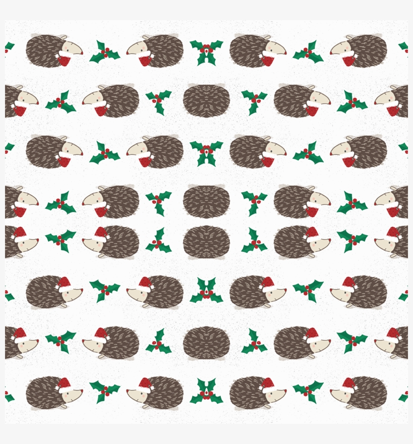 Hedgehog Christmas With Holly Wallpaper - Hedgehog, transparent png #5965399