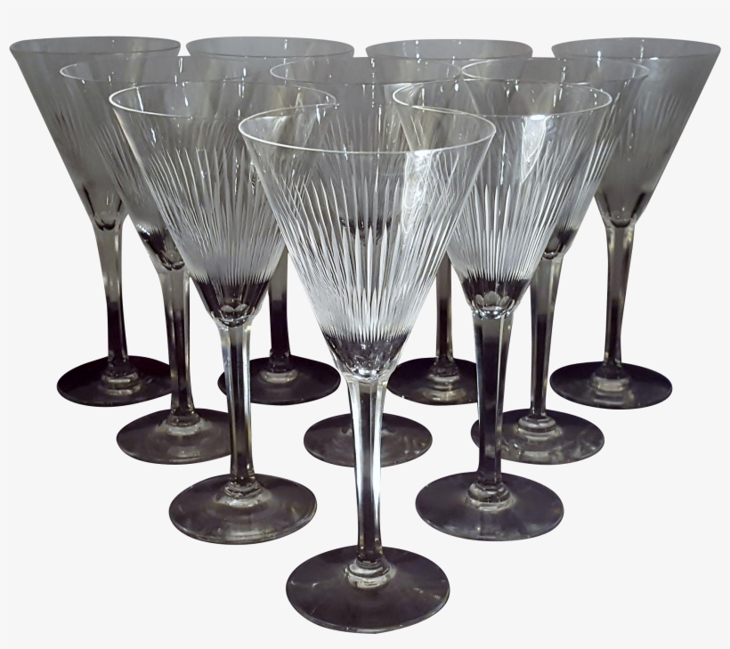 Mid Century Starburst Cut Crystal Champagne Flutes, transparent png #5966745