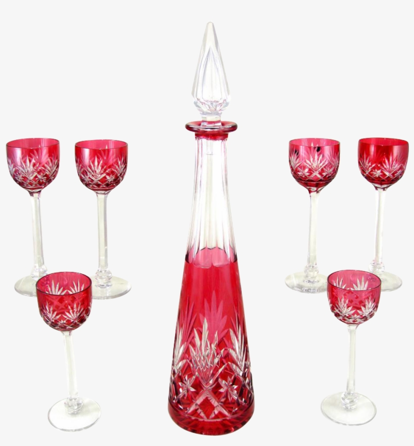 7pc French Saint Louis Massenet Pattern Cut Crystal - Decanter, transparent png #5967340
