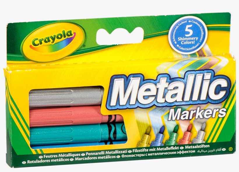 Crayola Glitter Markers, , Large - Crayola 5 Metallic Markers, transparent png #5968478