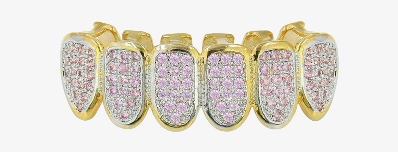 Zircon Fang Mouth Teeth Grills Caps - Pink Grillz, transparent png #5973044