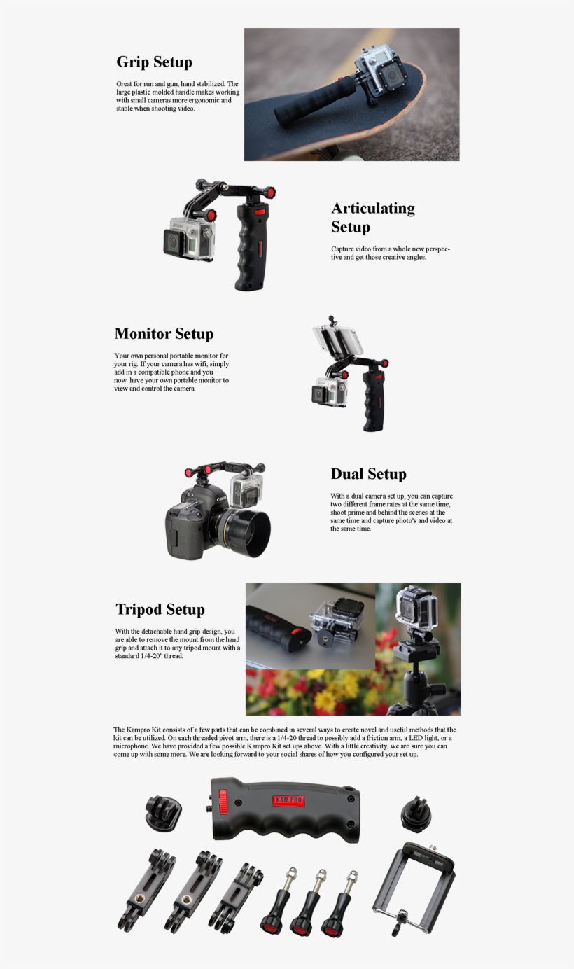 Capture Every Moment Of Your Adventure With The Kamerar - Kamerar Kampro Handle Kit, Hand Held Support, Gopro, transparent png #5977035