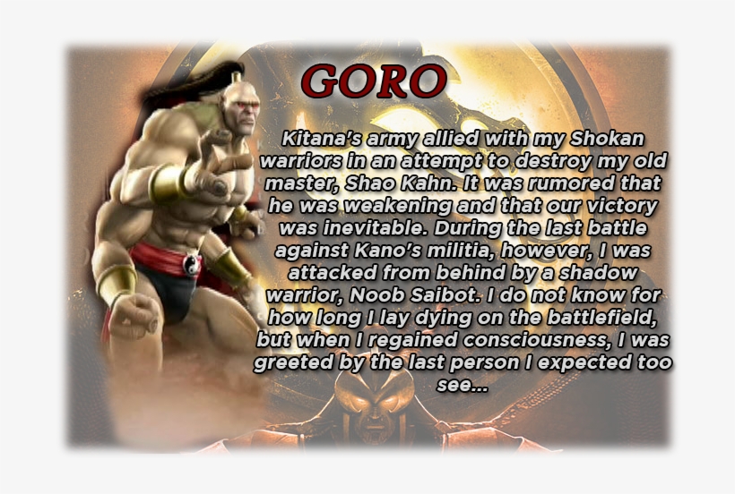 Goro's Bio - Mortal Kombat Deception Characters, transparent png #5977497