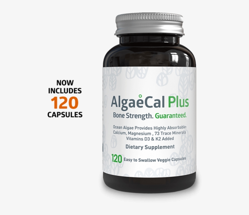 Algaecal Plus Single Bottle 120 Capsule Count - Best Calcium Supplement, transparent png #5986474
