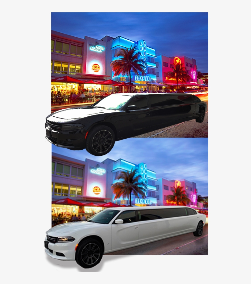 Dodge Charger Limo B - Poster: Hellier's Art Deco District At Dusk, Ocean, transparent png #5990885