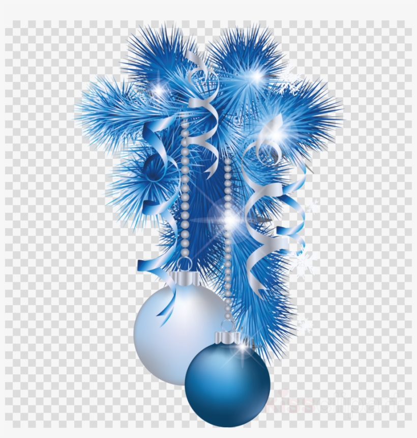 Christmas Decors Blue Png Clipart Santa Claus Christmas - Blue Christmas Decorations Png, transparent png #5992396