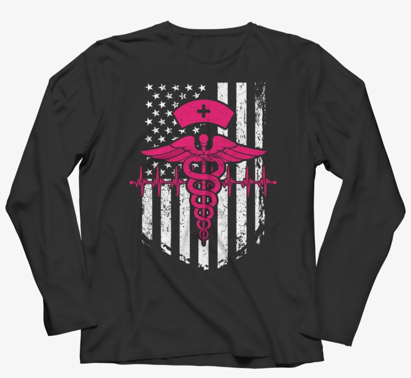 Nurse Flag Pink Symbol - Fitness Is My Lifestyle - Long Sleeve Black 3xl, transparent png #5994818