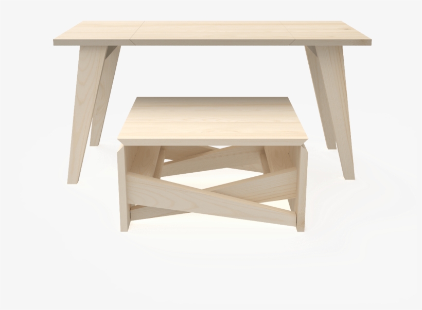 Mesa De Centro Comedor Transformable De Pino Alistonado - Coffee Table, transparent png #5995238