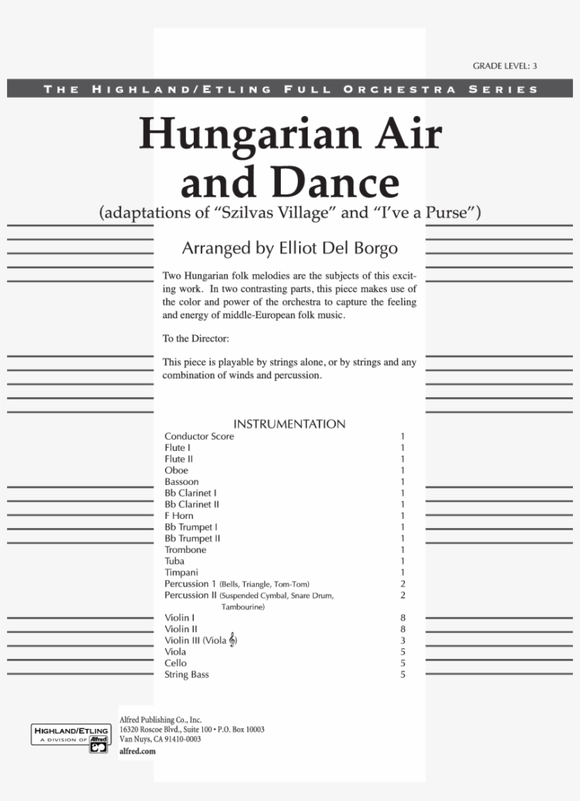 Hungarian Air And Dance Thumbnail - Hungarian Air And Dance (sheet Music), transparent png #5997318