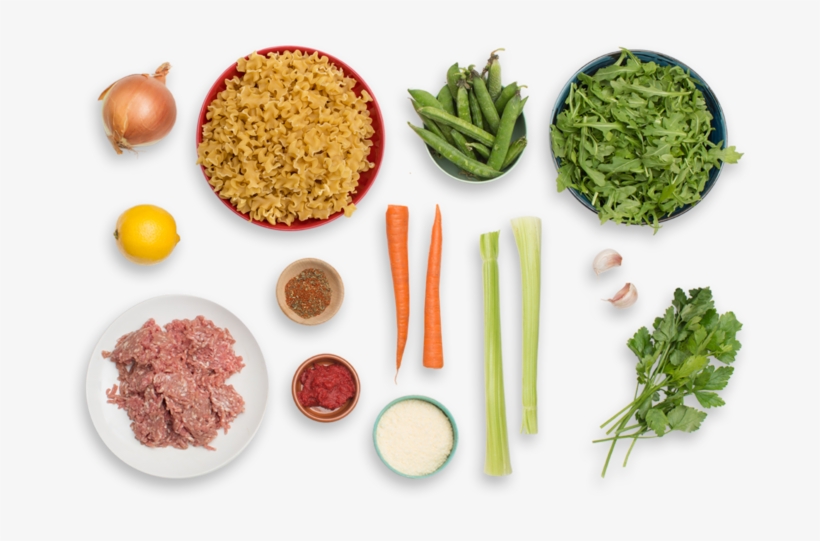 Pork Bolognese & Mafalda Pasta With English Peas & - Salad Ingredients Png, transparent png #5997852