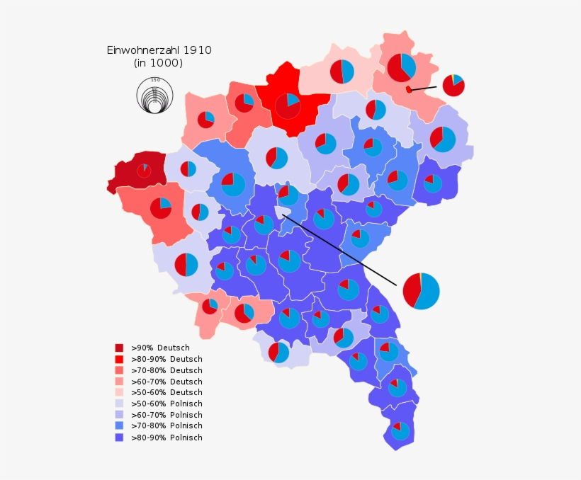 Percentage Of Polish And German Native Speakers In - Province Of Posen Ethnic Map, transparent png #5998981