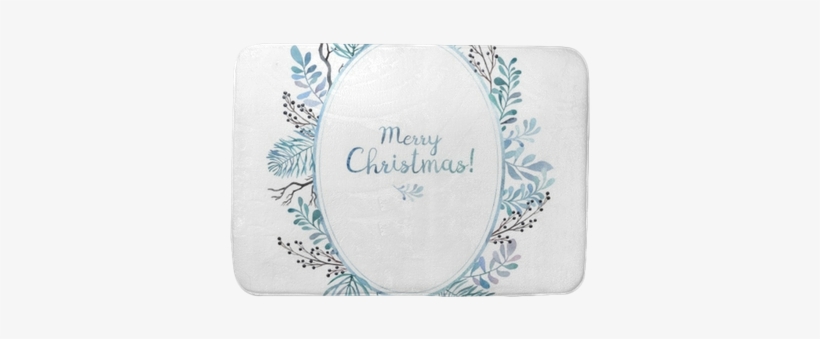 Merry Christmas Card Watercolor Oval Frame Of Different - Watercolor Painting, transparent png #60118