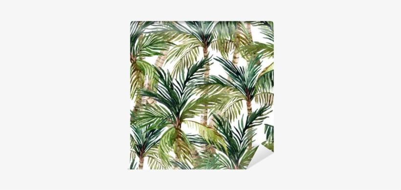 Watercolor Palm Tree Seamless Pattern Wall Mural • - Watercolor Painting, transparent png #60726