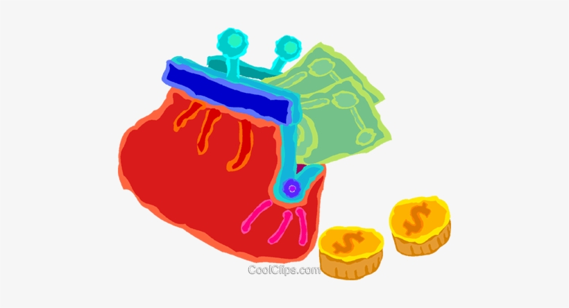 Purse With Money Falling Out Royalty Free Vector Clip - Child Art, transparent png #61516