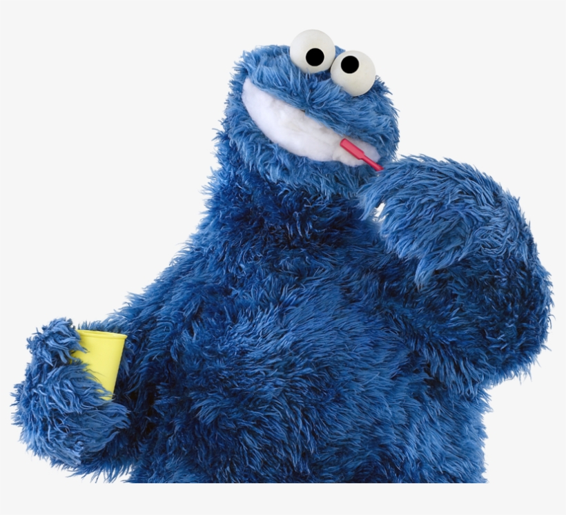 Cookie Monster Brushing His Teeth Dental Hygiene, Sesame - Sesame Street Characters With Teeth, transparent png #63055