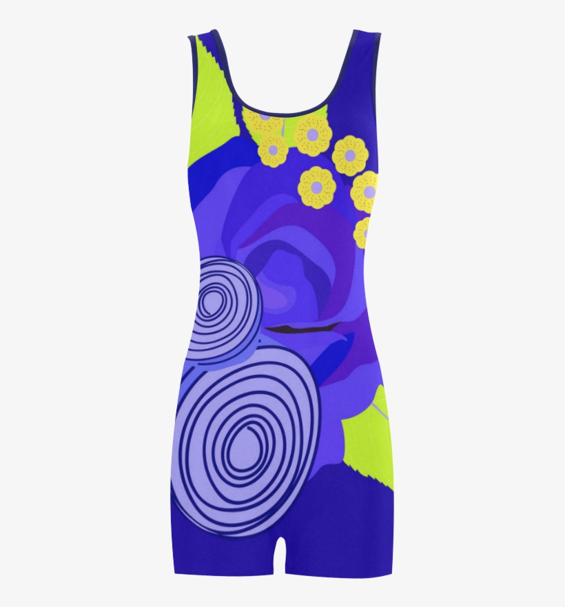 Indigo Watercolor Roses Floral Classic One Piece Swimwear - Active Tank, transparent png #63222