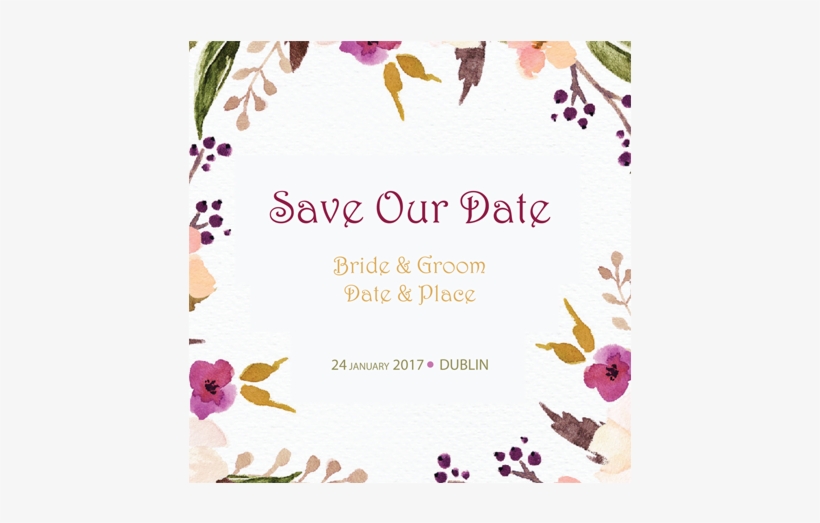 Flower Frame Save The Date Watercolour 3d - Save The Date, transparent png #63384